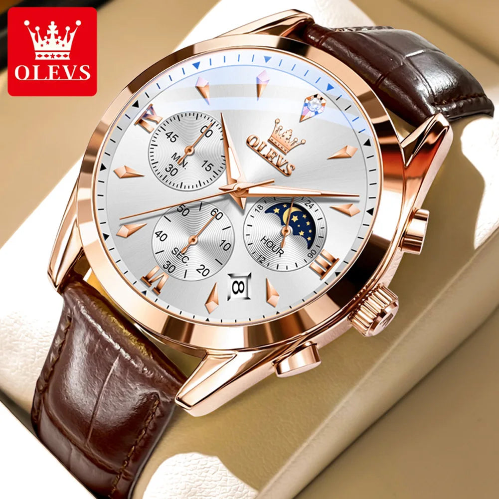 Men’s Chronograph Dress Watch With Moon Phase Display