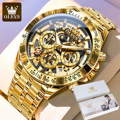 Men’s Skeleton Stainless Steel Chronograph Watch