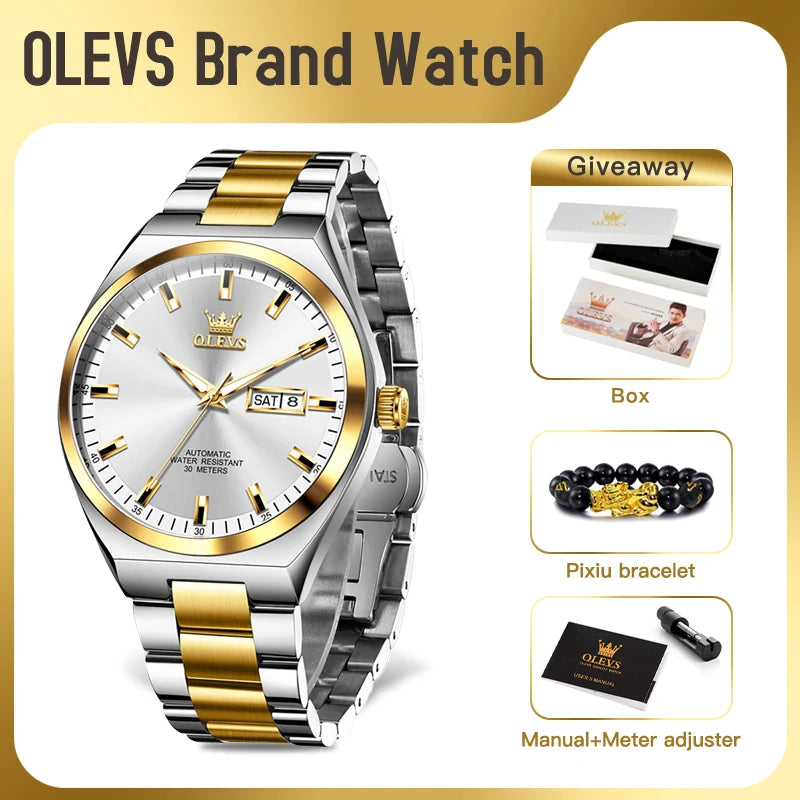 Men's Mechanical Business Watch With Luminous Date