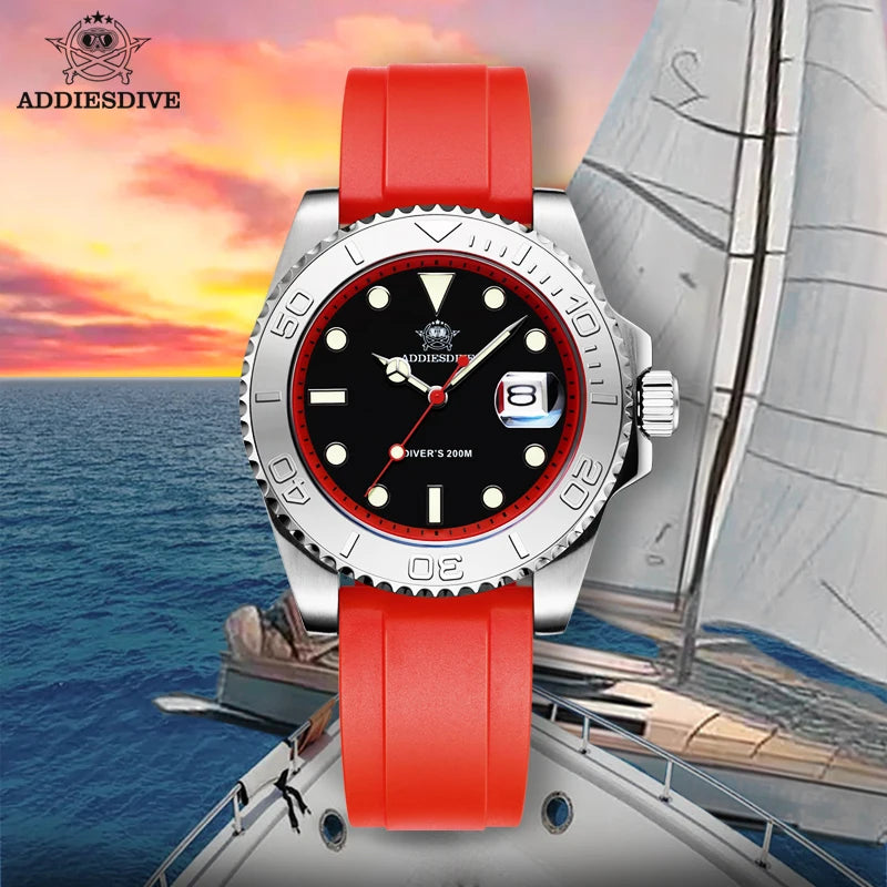 41mm Quartz Dive Watch 200m – Luminous Dial & Rubber Strap