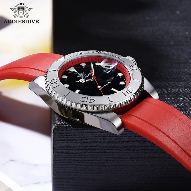41mm Quartz Dive Watch 200m – Luminous Dial & Rubber Strap