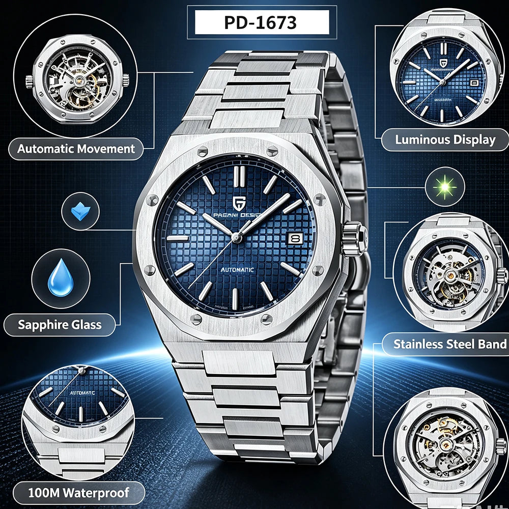 Men’s Automatic Dive Watch 40 mm Sapphire Steel