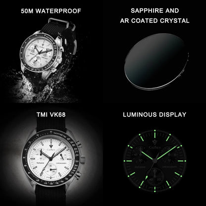 Men’s Chronograph Quartz Watch Sapphire AR Crystal