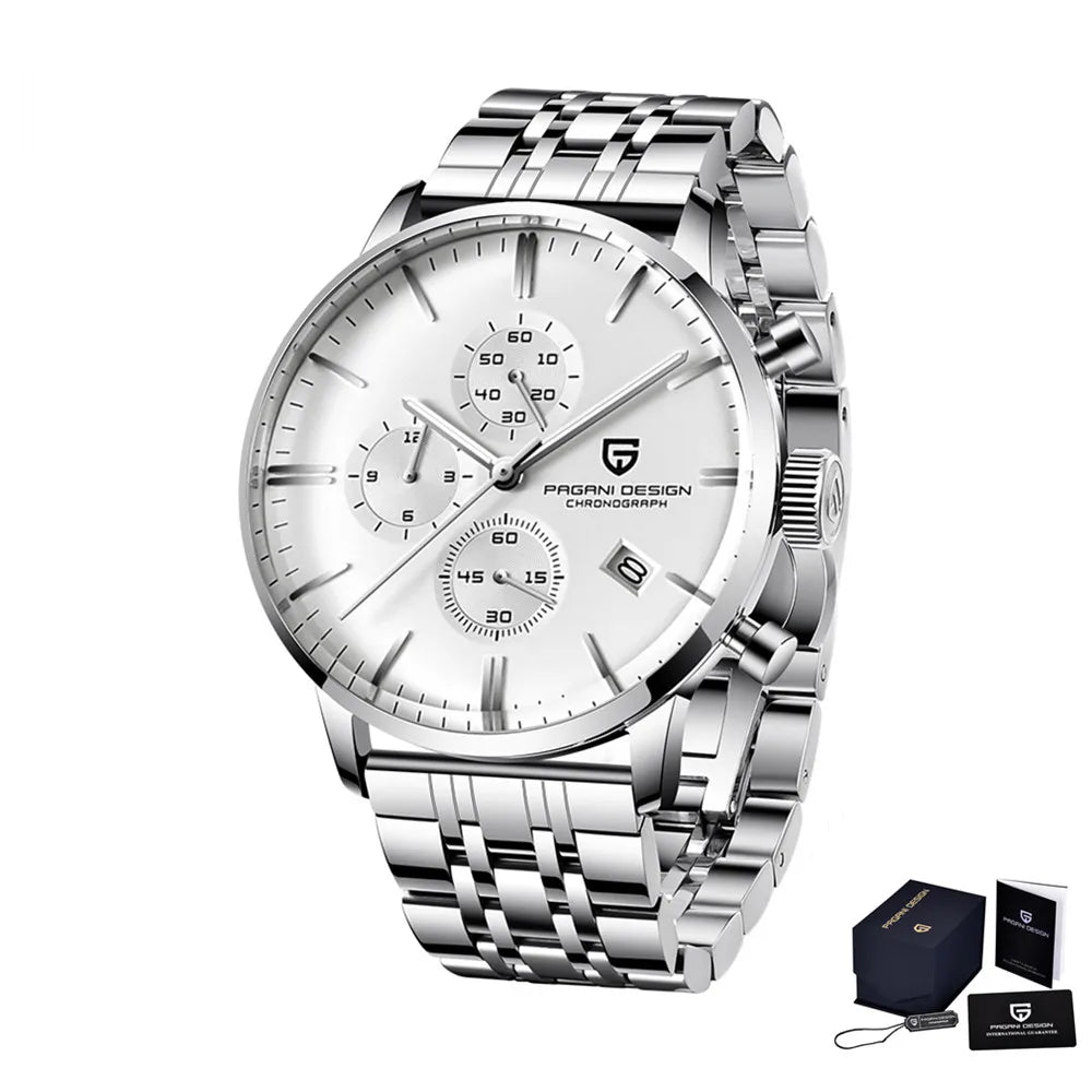 Men's Chronograph Quartz Watch With Stainless Steel Band