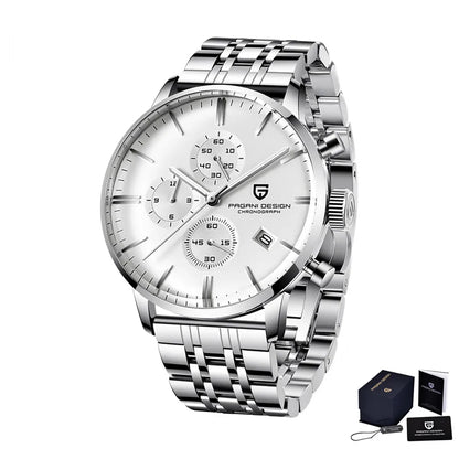 Men's Chronograph Quartz Watch With Stainless Steel Band