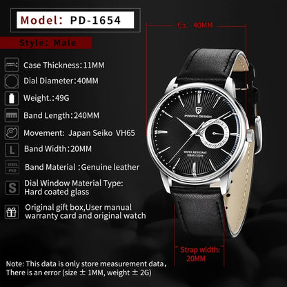 Men's Leather Quartz Watch – Waterproof Casual Design