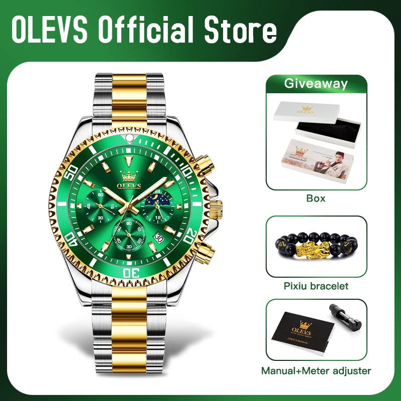 Men's Luxury Chronograph Watch With Moon Phase