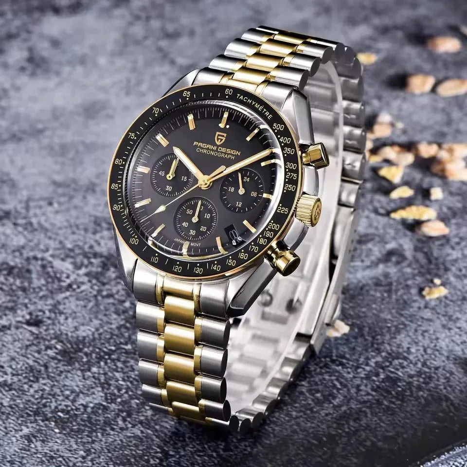Men’s Luxury Chronograph Watch Quartz Moonphase Style