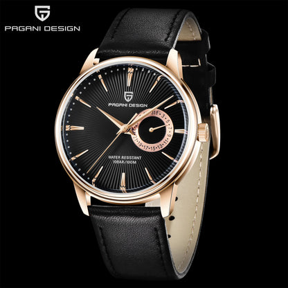 Men’s Quartz Dress Watch 10 Bar – Leather Strap, 40 mm