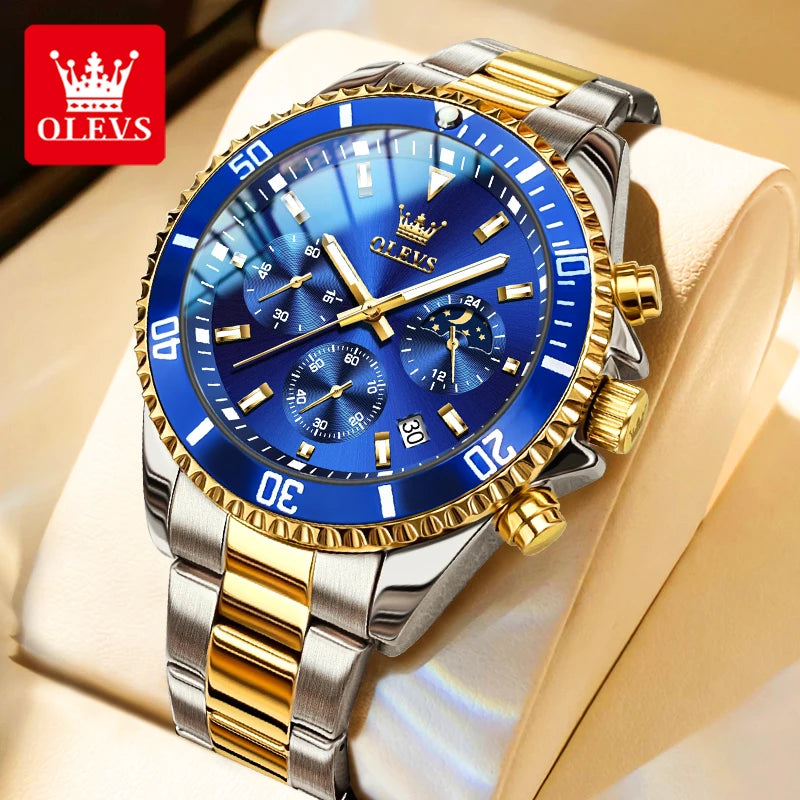 Men’s Luxury Moon Phase Chronograph Quartz Watch