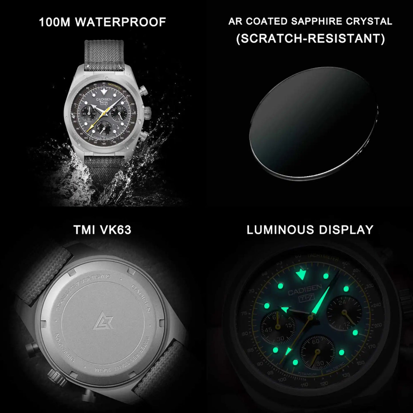 Luxury Quartz Chronograph Watch – Sapphire Crystal, 10 Bar