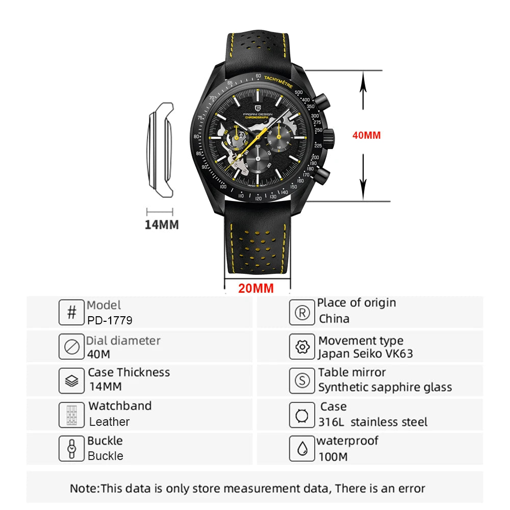 Men’s Moon Chronograph Quartz Watch Sapphire 100M