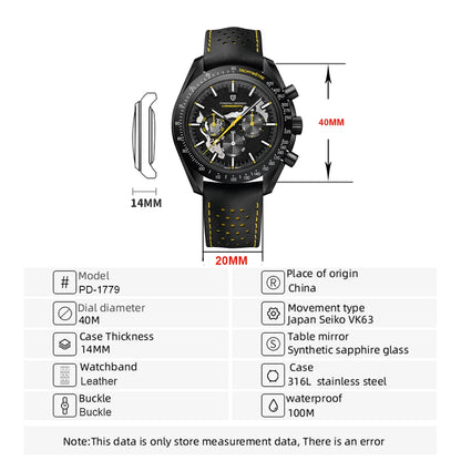 Men’s Moon Chronograph Quartz Watch Sapphire 100M